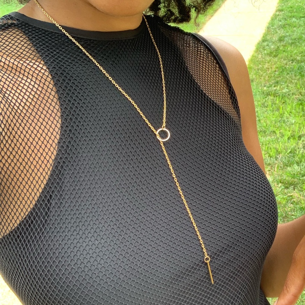 Gold Loop and Bar Chain Necklace